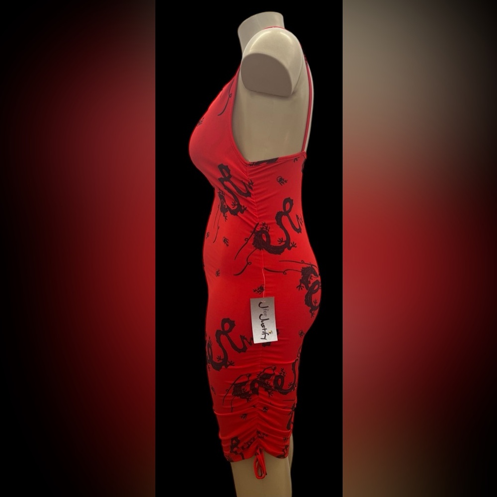 NWT J for Justify Size L Red Ruched Dress. - Picture 4 of 8